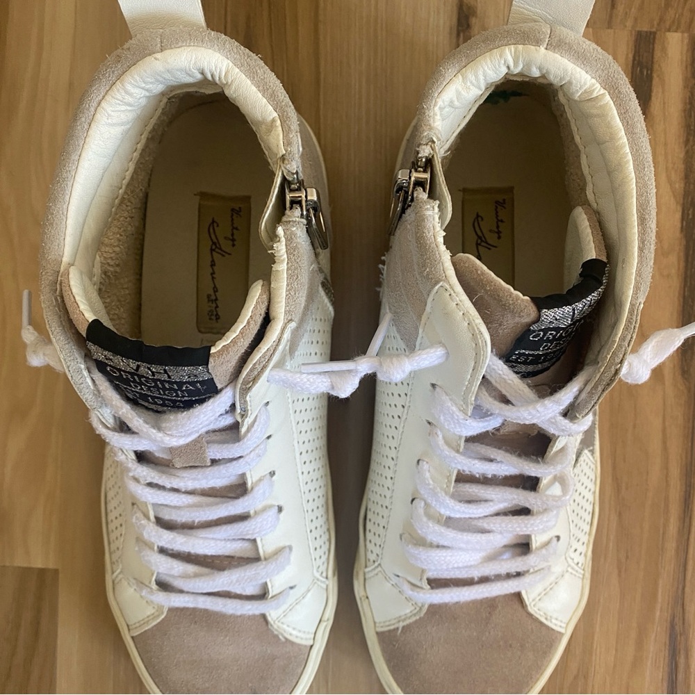 Vintage Havana Womens High Top Star Sneakers White Silver Suede Zip Up Size 8 - Picture 6 of 6